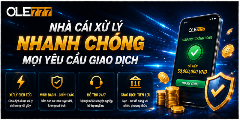 Nhà cái xử lý nhanh chóng mọi yêu cầu giao dịch