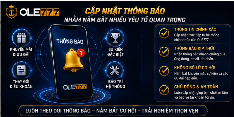 Cập nhật thông báo nhằm nắm bắt nhiều yếu tố quan trọng